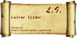 Leirer Izidor névjegykártya